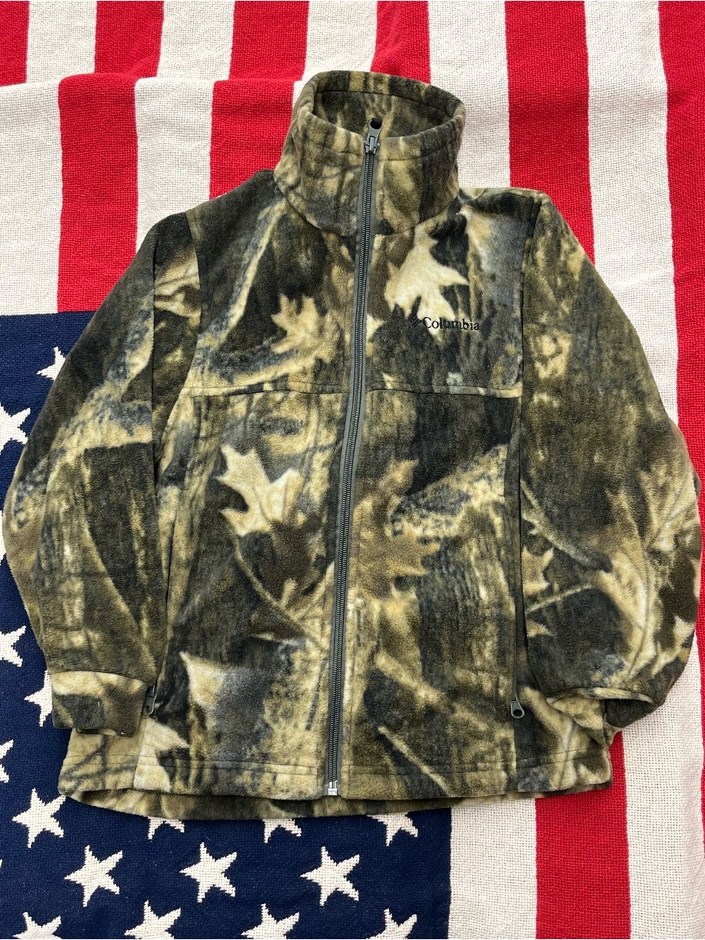 Columbia Kids Olive and Brown Camo Fleece Jacket Boys Size 8